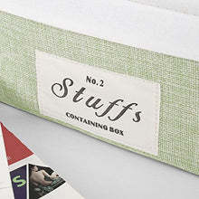 Load image into Gallery viewer, uxcell Storage Baskets with Cotton Handles Foldable Storage Bins Laundry Clothes Towel Box Organizer W Drawstring Closure for Home Shelves Closet Light Green 10.6" x 10.6" x 4.7"
