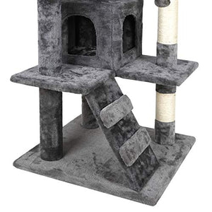 Nova Microdermabrasion 53 Inches Multi-Level Cat Tree Stand House Furniture Kittens Activity Tower with Scratching Posts Kitty Pet Play House (Grey)