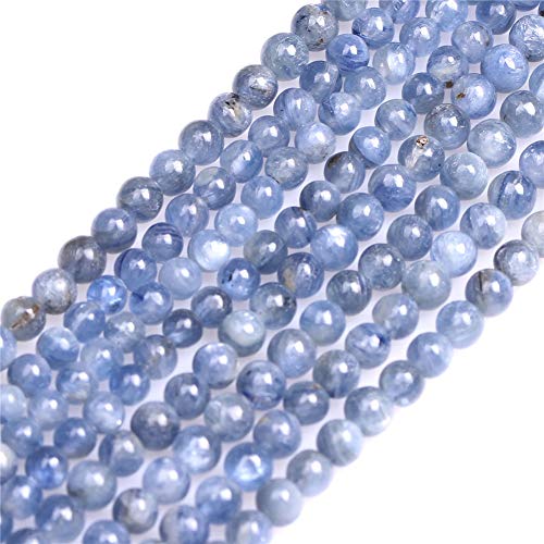 GEM-Inside Natural 4mm Blue Kyanite Gemstone Round Smooth Loose Beads Crystal Energy Stone Power for Jewelry Making 15