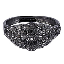 Load image into Gallery viewer, EVER FAITH Black-Tone Austrian Crystal The Great Gatsby Inspired Art Deco Bangle Bracelet Grey
