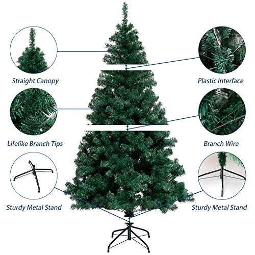 Load image into Gallery viewer, ROSELEAF 6ft Artificial Christmas Tree, Unlit Hinged Green Pine Xmas Tree 800 Branch Tips with Sturdy Stand and Storage Bag for Home Office Holiday Festival Party Decor