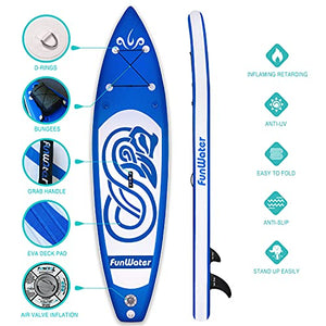 FunWater SUP Inflatable Stand Up Paddle Board 10'x31''x6'' Ultra-Light Inflatable Paddleboard with ISUP Accessories,Fins,Adjustable Paddle, Pump,Backpack, Leash, Waterproof Phone Bag,Kayak Seat