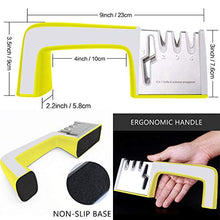 Load image into Gallery viewer, Knife Sharpener Kitchen Professional 4 In 1 Scissor Knife Sharpening Tool Chef&#39;s Best Choice Diamond, Tungsten Steel, Ceramic Stone, Non-Slip Base Professional Blades Sharpening Tools (yellow&amp;gray)
