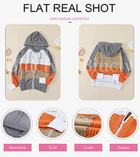 Load image into Gallery viewer, Biucly Womens Stripes Color Block Knit Sweater Zip Up Hoodies Long Sleeve Lightweight Drawstring Jacket Pullover Sweatshirts Sweaters Fall Winter,US 4-6(S),Grey
