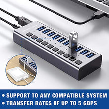Load image into Gallery viewer, Powered USB Hub - ACASIS 10 Ports 48W USB 3.0 Data Hub - with Individual On/Off Switches and 12V/4A Power Adapter USB Hub 3.0 Splitter for Laptop, PC, Computer, Mobile HDD, Flash Drive and More
