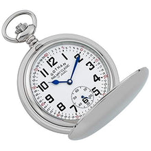 Load image into Gallery viewer, Gotham Men's Silver-Tone Railroad Dial Double Hunter 17 Jewel Mechanical Pocket Watch # GWC18806S
