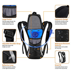 S.K.L Hydration Pack - Hydration Backpack with 2 Liter Water Bladder - Lightweight Water Backpack for Running Hiking Cycling Biking Climbing Camping