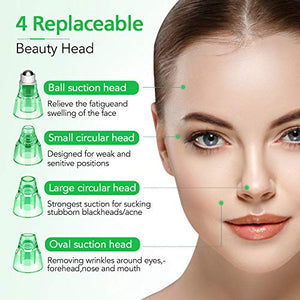 Blackhead Remover Pore Vacuum Cleaner - LONOVE Upgraded Blackhead Vacuum Rechargeable Face Vacuum Comedone Extractor Tool for Blackhead Whitehead Acne Removal, 5 Adjustable Suction Power and 4 Porbes