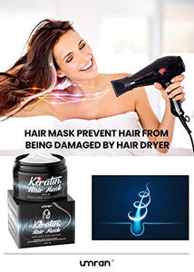 UMRAN Keratin Hair Mask - Moistorize and smoothen hair - Intensive Treatment for Dry Damaged Hair with Biotin,Retinol and Shea Butter - Hair Care Products for Women & Men