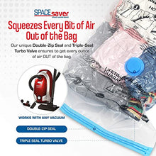 Load image into Gallery viewer, Spacesaver Premium Vacuum Storage Bags. Hand-Pump for Travel! Double-Zip Seal and Triple Seal Valve! Vacuum Sealer Bags for Comforters, Blankets, Bedding, Clothing! (5 Small, 5 Med, 5 Large, 5 Jumbo)
