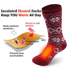 Load image into Gallery viewer, Sunew Insulated Hunting Socks, Winter Outdoor Soft Warm Thick Heavy Skiing Camping Trekking Ankle-high Thermal Snug Comfort Cold Weather Home Slipper Socks,1 Pack Red Medium
