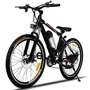 Hicient Electric Bike Electric Bicycle for Adult 26'' Electric Mountain Bike 250W Ebike 21 Speed Gear with Removable Lithium Battery and Battery Charger (Dark Black)