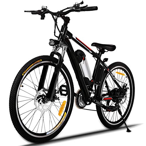 Hicient Electric Bike Electric Bicycle for Adult 26'' Electric Mountain Bike 250W Ebike 21 Speed Gear with Removable Lithium Battery and Battery Charger (Dark Black)