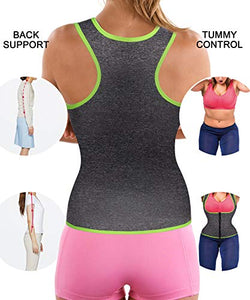 GAODI Women Waist Trainer Vest Slim Corset Neoprene Sauna Tank Top Zipper Weight Loss Body Shaper Shirt (S,Gray)