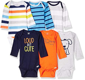 Onesies Brand Baby Boys' 6-Pack Long Sleeve Bodysuits, Dog, 12 Months