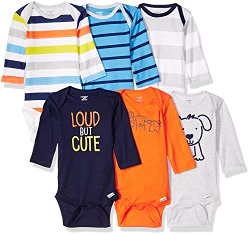Onesies Brand Baby Boys' 6-Pack Long Sleeve Bodysuits, Dog, 12 Months