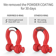 Load image into Gallery viewer, FieryRed 3/4" D Ring Shackle (2 Pack) 22,046Ibs Break Strength with 7/8" Locking Pin and Black Isolator &amp; Washer Kits for use With Tow Strap, Winch &amp; Bubba Rope
