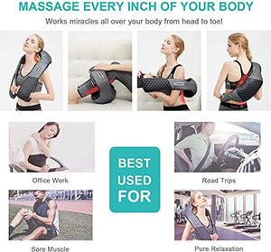Medcursor Neck Shoulder Massager with Heat, Electric Shiatsu Back Massage Device, Portable Deep Tissue 3D Kneading Pillow for Muscle Pain Relief, Home, Office, Car Use - Ideal Gifts