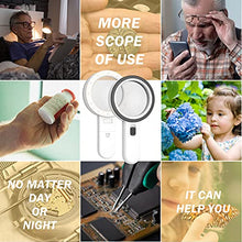 Load image into Gallery viewer, Magnifying Glass with Light, 30X Handheld Large Magnifying Glass 12 LED Illuminated Lighted Magnifier for Macular Degeneration, Seniors Reading, Soldering, Inspection, Coins, Jewelry, Exploring(White)
