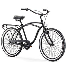 Load image into Gallery viewer, sixthreezero Around The Block Men's 3-Speed Beach Cruiser Bicycle, 24" Wheels, Matte Black with Black Seat and Grips
