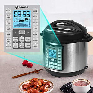 MOOSOO 9-in-1 Electric Pressure Cooker with LCD, 6QT Instant Programmable Pressure Pot, 15 One-Touch Programs with Deluxe Accessory Set