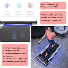 Load image into Gallery viewer, RHYTHM FUN Treadmill Under Desk Treadmill 2-in-1 Folding Running Walking Treadmill with Foldable Handtrail and Speed Sensor Light Slim Mini Quiet Treadmill with Smart Remote Workout App forHome/Office
