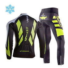 Load image into Gallery viewer, sponeed Bike Jersey Set Mens Thermal Fleece Long Sleeve Mountain Road Biking Clothing Warm Padded Cycling Tights US XL Green
