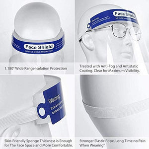 2 Pack | 5 Pack | 10 Pack Safety Face Shield, All-Round Protection Headband with Clear Anti-Fog Lens, Lightweight Transparent Shield with Stretchy Elastic Band (10)