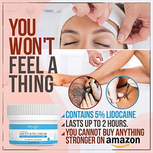 Bravado Labs Lidocaine Numbing Cream - Topical Anesthetic Cream - Best Skin Numbing Cream for Tattoos, Laser Hair Removal, Microneedling, Waxing - 5% Lidocaine Maximum Strength Formula (1oz)