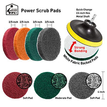 Load image into Gallery viewer, Holikme 20Piece Drill Brush Attachments Set, Scrub Pads &amp; Sponge, Buffing Pads, Power Scrubber Brush with Extend Long Attachment, Car Polishing Pad Kit
