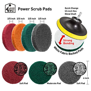 Holikme 20Piece Drill Brush Attachments Set, Scrub Pads & Sponge, Buffing Pads, Power Scrubber Brush with Extend Long Attachment, Car Polishing Pad Kit