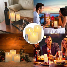 Load image into Gallery viewer, Flickering Flameless Candles Outdoor Waterproof Battery Operated Candle Led Candle Pillar Frosted Plastic Candle Set of 3 Include Realistic Dancing LED Flames and Remote Control （D:3.25&quot;x H:4&quot;5&quot;6&quot;）
