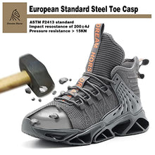 Load image into Gallery viewer, DREAM HORSE Steel Toe Shoes for Men Work Safety Sneaker Lightweight Breathable Industrial Construction Puncture Proof Boots(Dark Grey,14)
