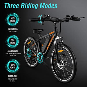 ENGWE Electric Bike Adult Electric Mountain Bike 250W E-Bike 26'' Electric Bicycle with Removable 36V 8Ah Battery, Professional 21 Speed Gear Electric Bicycle (Orange)
