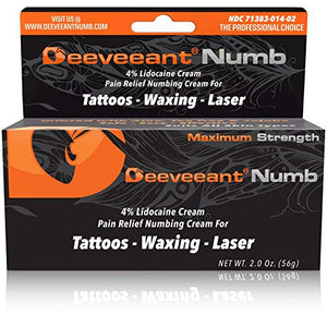 Deeveeant Numbing Cream Lidocaine Anesthetic (2oz/56g) Topical Pain Relief - Tattoos, Laser, Waxing, Microblading, Microneedling USA Made - Child Resistant Cap