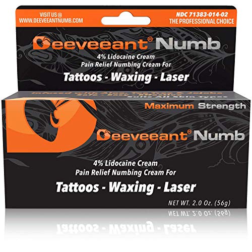 Deeveeant Numbing Cream Lidocaine Anesthetic (2oz/56g) Topical Pain Relief - Tattoos, Laser, Waxing, Microblading, Microneedling USA Made - Child Resistant Cap