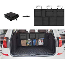 Load image into Gallery viewer, EldHus Rear Car Organizer Storage Trunk Back Seat Organizer Car Backseat Organizer Storage with Pockets, Cloth, Black
