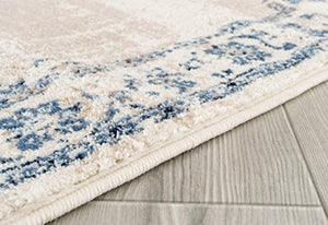 Persian-Rugs 5934 Distressed Ivory 5 x 7 Area Rug Carpet Large New