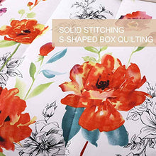 Load image into Gallery viewer, NANKO Queen Comforter Set 3 PC, White Red Pastel Floral Print Soft Microfiber Bedding - All Season Quilted Comforter with 2 Pillowshams - Best Modern Bed Set for Women Men, 88 x 90
