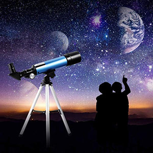 First Telescope for Kids & Beginners, Portable Refractor Telescope 90x Magnification with Tabletop Tripod and Two Eyepieces - Best Gift for Kids to Explore Moon Space, View Wildlife, Watch Night-Sky
