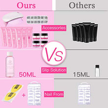 Load image into Gallery viewer, Makartt Poly Nail Gel Kit Pink Gel Nail Kit Nail Extension Kit Hard Gel for Nails with Mini Nail Lamp and Slip Solution Halloween Beauty Gift Sets Gel Nail Builder Christmas Pink Bling Clear White Jelly Pink Poly Extension Gel Nail File All-in-one French
