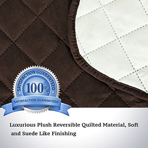 Reversible Recliner Cover Recliner Slipcover Recliner Furniture Protector 2" Elastic Strap Slip Resistant Water Repellent Slipcover Seat Width Up to 22"(Recliner 79"L x 68"W, Brown/Beige)