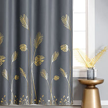 Load image into Gallery viewer, Estelar Textiler Grey and Gold Blackout Curtains Window Curtain Panels with Palm Tree and Wheat Pattern Light Blocking Curtains for Living Room Sliding Glass Door, Grey, 52Wx108L, 2 Panels
