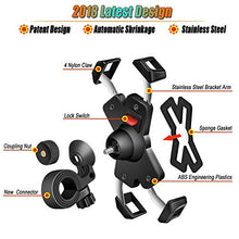 Load image into Gallery viewer, visnfa New Bike Phone Mount with Stainless Steel Clamp Arms Anti Shake and Stable 360° Rotation Bike Accessories/Bike Phone Holder for Any Smartphones GPS Other Devices Between 4 and 7 inches

