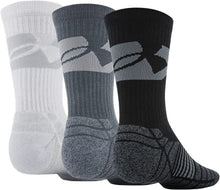 Load image into Gallery viewer, Under Armour Men's Elevated Novelty Crew Socks, 3-Pairs , Black/Pitch Gray Assorted , Large
