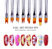 Load image into Gallery viewer, 8 Pcs Nail Brush Pen Gradient Painting Brush Set UV Gel Flower Drawing Pen Purple Handle Manicure Nail Art Polish Pen Tool
