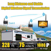 Load image into Gallery viewer, VECLESUS VMW7-2C 1080P Wireless Backup Camera Kit, 7” IPS HD Monitor &amp; IP69K Waterproof High Speed Stable Transmission 2 Backup Cams for Trucks, RVs, Trailers, Bus, Harvester, Motorhome Large Vehicles
