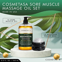 Load image into Gallery viewer, Cosmetasa Massage Oil for Sore Muscles with Roller Ball - Soothes Joints &amp; Muscles with Arnica, Lavender Oil, Peppermint Oil &amp; Chamomile Extract
