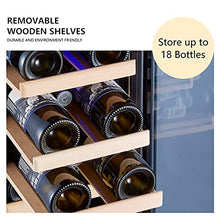 Load image into Gallery viewer, Kalamera Mini Fridge 18 Bottle - 12 inch Wine Cooler Refrigerator, Built-in or Freestanding, with Stainless Steel &amp; Double-Layer Tempered Glass Door, and Temperature Memory Function Wine Fridge
