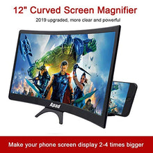 Load image into Gallery viewer, 12&#39;&#39; 3D Curve Screen Magnifier for Cell Phone, HD Amplifier Projector Magnifing Screen Enlarger for Movies, Videos, and Gaming with Foldable Stand Compatible with All Smartphones (Black, 12 inch)
